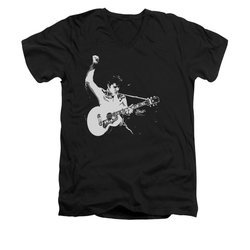Elvis Presley Shirt Slim Fit V-Neck Strum That Guitar Black T-Shirt