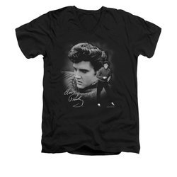Elvis Presley Shirt Slim Fit V-Neck Sweater Black T-Shirt