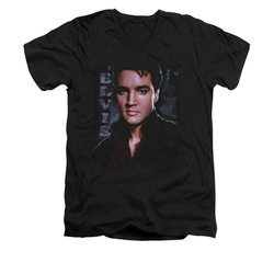 Elvis Presley Shirt Slim Fit V-Neck Tough Poster Black T-Shirt