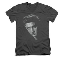 Elvis Presley Shirt Slim Fit V-Neck True American Idol Charcoal T-Shirt