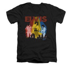 Elvis Presley Shirt Slim Fit V-Neck Vegas Remembered Black T-Shirt