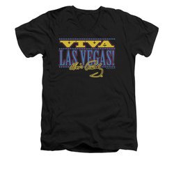 Elvis Presley Shirt Slim Fit V-Neck Viva Las Vegas Black T-Shirt