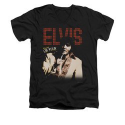 Elvis Presley Shirt Slim Fit V-Neck Viva Star Black T-Shirt