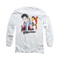 Elvis Presley Shirt Speedway Long Sleeve White Tee T-Shirt