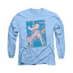 Elvis Presley Shirt Splatter Hawaii Long Sleeve Carolina Blue Tee T-Shirt