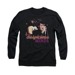Elvis Presley Shirt Suspicious Minds Long Sleeve Black Tee T-Shirt