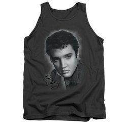 Elvis Presley Shirt Tank Top Grey Portrait Charcoal Tanktop
