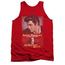 Elvis Presley Shirt Tank Top Jailhouse Rocker Poster Red Tanktop