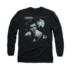 Elvis Presley Shirt Teal Potrait Long Sleeve Black Tee T-Shirt