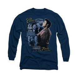 Elvis Presley Shirt Tupelo Long Sleeve Navy Tee T-Shirt