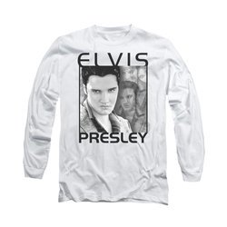 Elvis Presley Shirt Up Front Long Sleeve White Tee T-Shirt