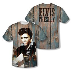 Elvis Presley Shirt Woodgrain Sublimation Shirt Front/Back Print