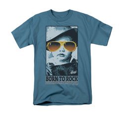 Elvis T-shirt Born To Rock 75 Years Celebration Slate Blue Tee