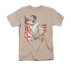 Elvis T-shirt - Freedom Patriotic Flag - Sand Colored