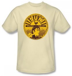 Elvis T-shirt - Sun Records Elvis Full Sun Label - Cream Color