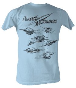 Flash Gordon T-Shirt - Rocket Adult Light Blue Tee Shirt
