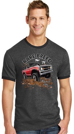 '71 Ford Bronco Truck Ringer T-shirt - Grey/ Jet Black