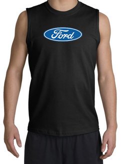 Ford Logo Shooter Shirt - Oval Emblem Adult Black Muscle Shirt