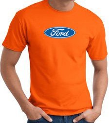 Ford Logo T-shirt - Oval Emblem Classic Car Adult Orange Tee Shirt