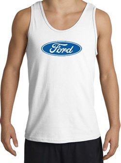 Ford Logo Tank Top - Oval Emblem Classic Car Adult White Tanktop