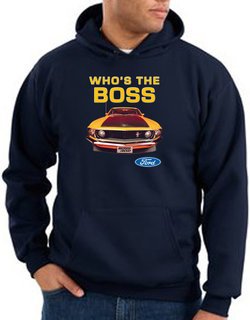Ford Mustang Boss Hoodie Sweatshirt - Who's The Boss 302 Navy Hoody