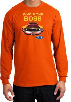 Ford Mustang Boss Long Sleeve Shirt - Who's The Boss 302 Adult Orange