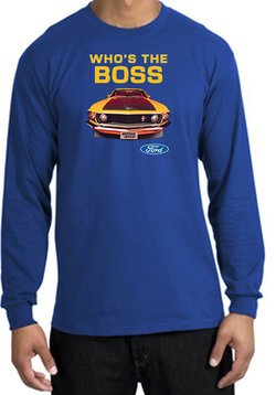 Ford Mustang Boss Long Sleeve Shirt - Who's The Boss 302 Royal T-Shirt
