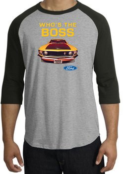 Ford Mustang Boss Raglan Shirt - Who's The Boss 302 Heather Grey/Black