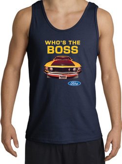 Ford Mustang Boss Tank Top - Who's The Boss 302 Adult Navy Tanktop