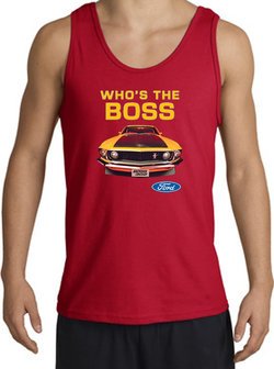 Ford Mustang Boss Tank Top - Who's The Boss 302 Adult Red Tanktop