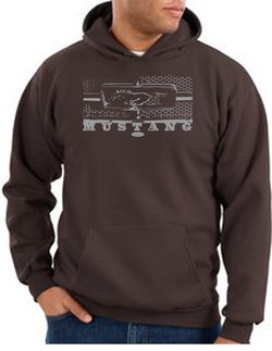 Ford Mustang Hoodie Hooded Sweatshirt Legend Honeycomb Grille Brown