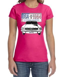Ford Mustang Ladies Shirt USA 1964 Country Crewneck Tee T-Shirt