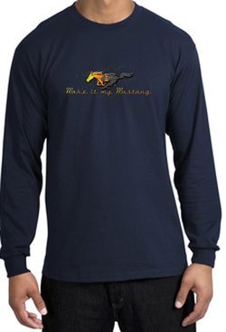 Ford Mustang Long Sleeve Shirt - Make It My Grill Adult Navy T-Shirt