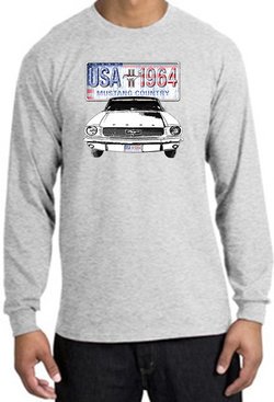 Ford Mustang Long Sleeve Shirt - USA 1964 Country Adult Ash T-Shirt