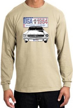 Ford Mustang Long Sleeve Shirt - USA 1964 Country Adult Sand T-Shirt
