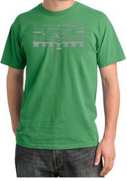 Ford Mustang Pigment Dyed T-Shirt Honeycomb Grille Piper Green Tee