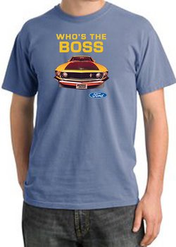 Ford Mustang Pigment Dyed T-Shirt - Who's The Boss 302 Night Blue Tee