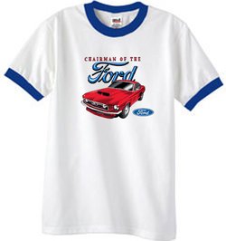 Ford Mustang Ringer T-Shirt - Chairman Of The Ford Adult White/Royal
