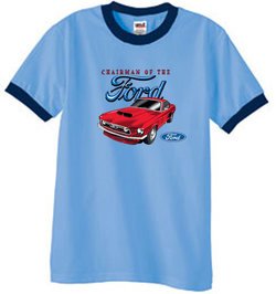 Ford Mustang Ringer T-Shirt - Chairman Of The Ford Carolina Blue/Navy