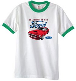 Ford Mustang Ringer T-Shirt - Chairman Of The Ford White/Kelly Green