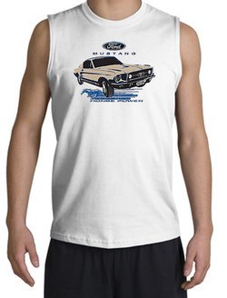 Ford Mustang Shooter Shirt - Horsepower Adult White Muscle Shirt