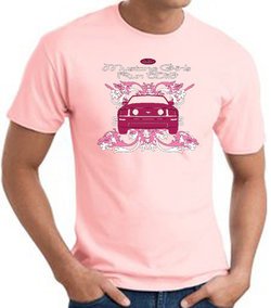 Ford Mustang T-Shirt - Girls Run Wild Adult Pink Tee Shirt