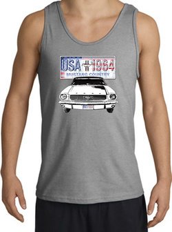 Ford Mustang Tank Top - USA 1964 Country Adult Sports Grey Tanktop