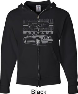 Ford Mustang with Grill Mens Full Zip Hoodie