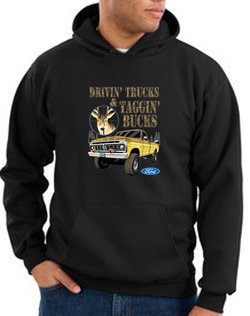 Ford Truck Hoodie Driving and Tagging Bucks Black Hoody