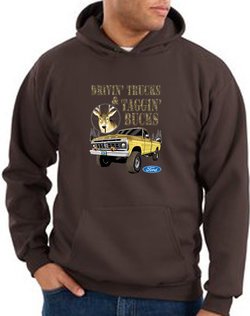 Ford Truck Hoodie Driving and Tagging Bucks Brown Hoody