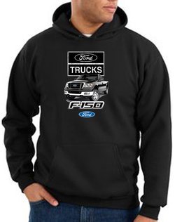 Ford Truck Hoodie Hooded Sweatshirt - F-150 Adult Black Hoody
