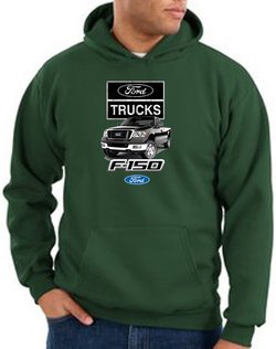 Ford Truck Hoodie Hooded Sweatshirt - F-150 Adult Dark Green Hoody