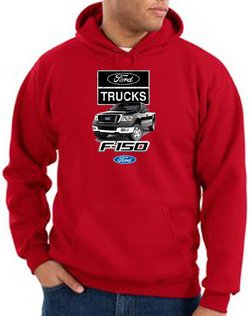 Ford Truck Hoodie Hooded Sweatshirt - F-150 Adult Red Hoody