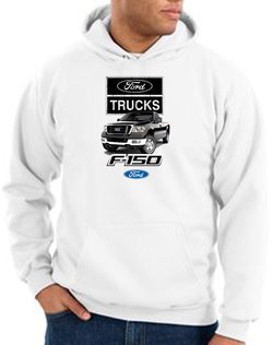 Ford Truck Hoodie Hooded Sweatshirt - F-150 Adult White Hoody